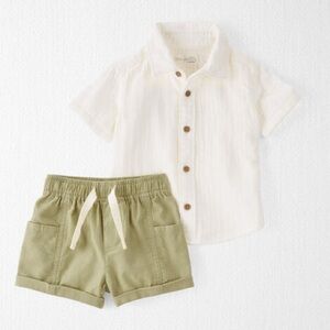 NWOT Carter’s Little Planet Organic Cotton Button-Down Shirt and Shorts Set 18m
